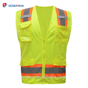 Gelb Orange Hi Vis Arbeits Warnschutzweste ANSI Klasse 2 Warn Warnweste Arbeitskleidung mit Taschen